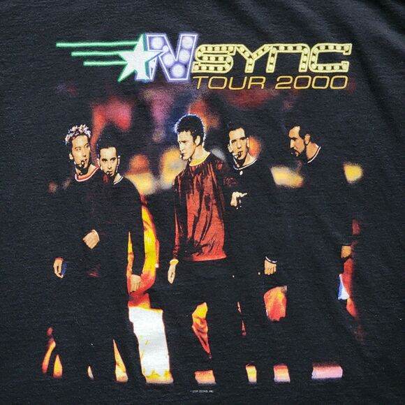 Vintage NSYNC Tour 2000 Band T Shirt Black Winterland Paper Tag Double Sided Y2K - Picture 5 of 9